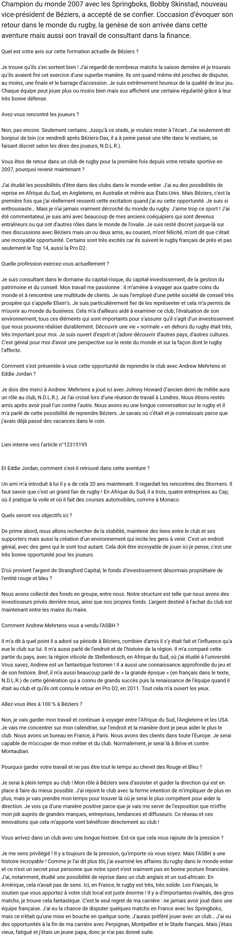 Screenshot 2024-11-12 at 21-32-36 Pro D2 – Je n’imposerai pas de joueurs sud-africains assure Bobby Skinstad nouveau vice-président de Béziers - rugbyrama.fr.png